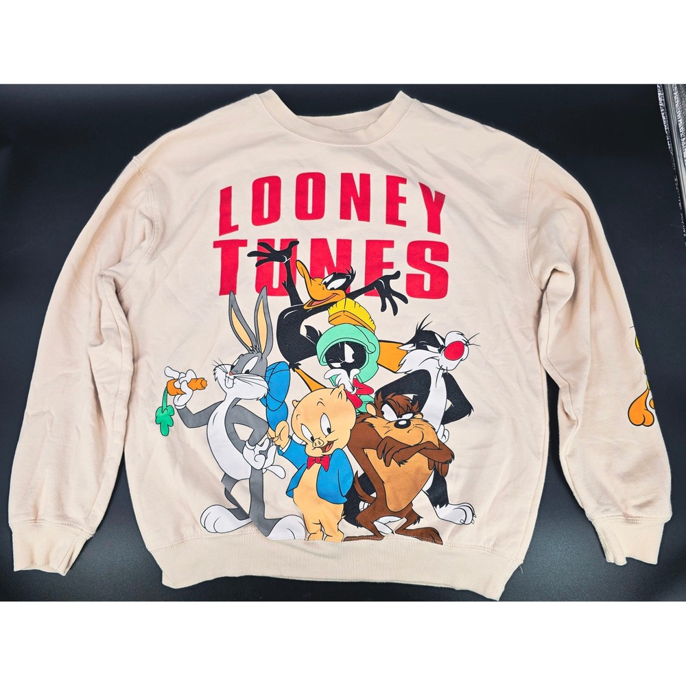 Looney Tunes‎ Crewneck Sweatshirt Bugs Bunny Taz Daffy Bird Cartoon M Medium - Picture 2 of 15